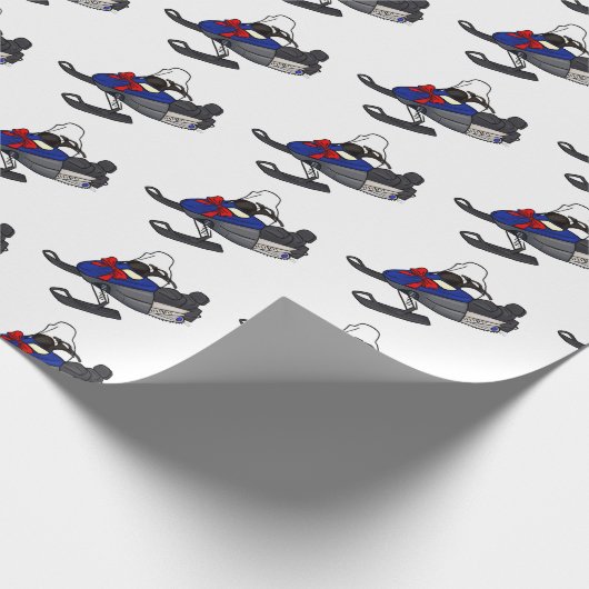 Snowmobile Kerstmis Cadeaupapier (Hoek)
