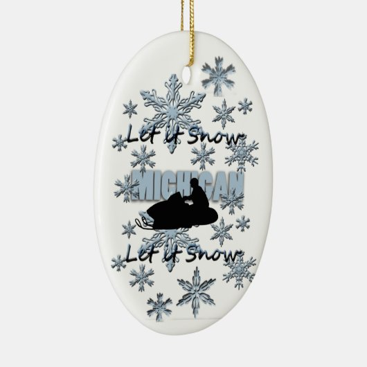 Snowmobile Laat het Michigan kerstversiering sneeu Keramisch Ornament (Rechts)
