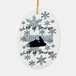 Snowmobile Laat het Michigan kerstversiering sneeu Keramisch Ornament