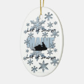 Snowmobile laat het Sneeuwmaine-kerstversiering Keramisch Ornament (Links)
