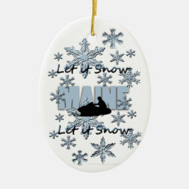 Snowmobile laat het Sneeuwmaine-kerstversiering Keramisch Ornament