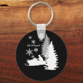 Snowmobile laat het zwart sneeuwen sleutelhanger (Voorkant)