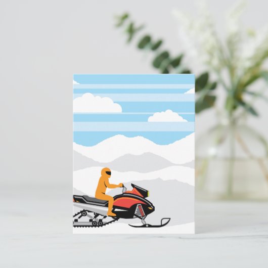 Snowmobile landschap briefkaart (Staand voorkant)