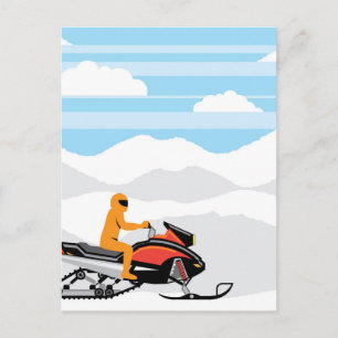 Snowmobile landschap briefkaart