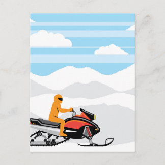 Snowmobile landschap briefkaart