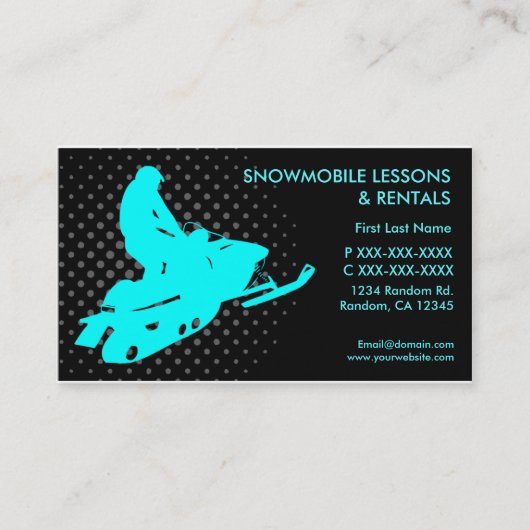 Snowmobile lessen huren aangepaste visitekaartjes (Voorkant)