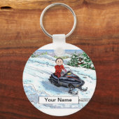 Snowmobile - Mannelijke Cartoon Sleutelhanger (Voorkant)