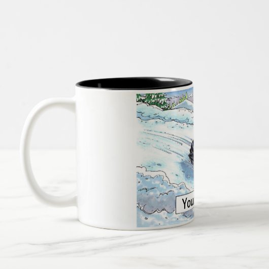 Snowmobile - Mannelijke Cartoon Tweekleurige Koffiemok (Links)