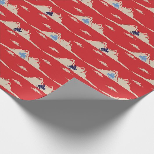 Snowmobile Mountains Patterned Winter Kerstmis Cadeaupapier (Hoek)