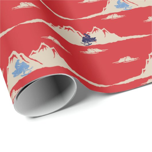 Snowmobile Mountains Patterned Winter Kerstmis Cadeaupapier (Rol Hoek)