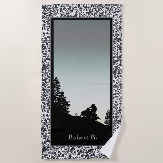 Snowmobile Pebble Black White Strandlaken (Voorkant)