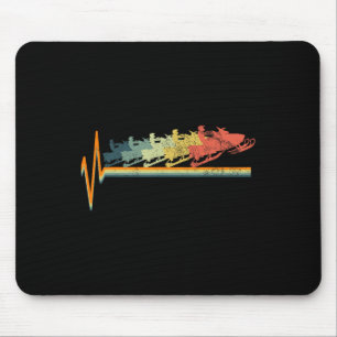 Snowmobile Retro Heartbeat Love Gift Muismat