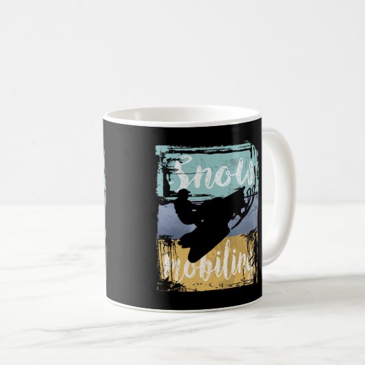 Snowmobile Retro Style Snowmobiing Koffiemok (Voorkant rechts)