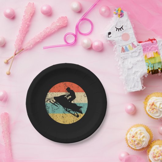 Snowmobile Retro Style Snowmobiing Papieren Bordje (Feest)