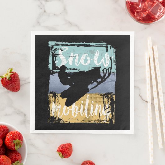 Snowmobile Retro Style Snowmobiing Servet (Insitu)