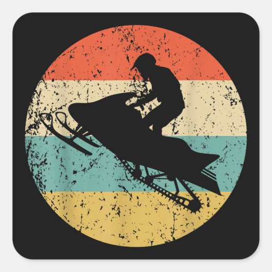 Snowmobile Retro Style Snowmobiing Vierkante Sticker (Voorkant)