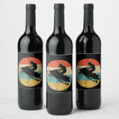 Snowmobile Retro Style Snowmobiing Wijn Etiket (Flessen)