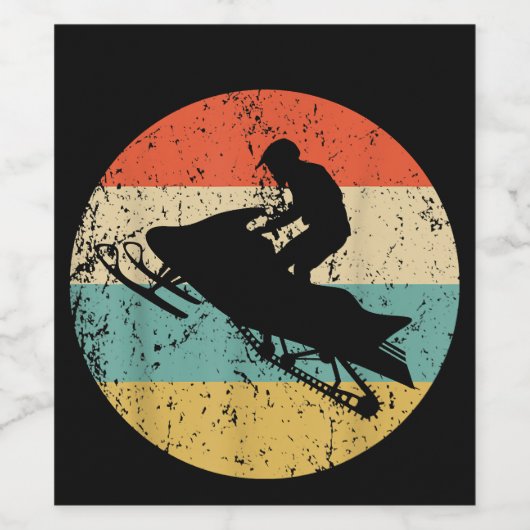 Snowmobile Retro Style Snowmobiing Wijn Etiket (Enkel label)
