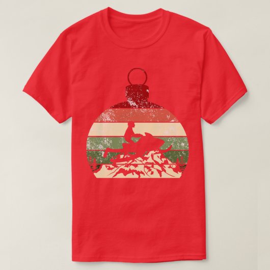 Snowmobile Retro Vintage Kerstmis T-shirt (Design voorkant)
