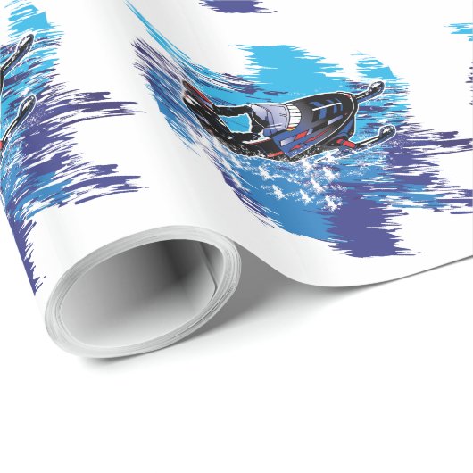 Snowmobile, sneeuw, slaapmachines cadeaupapier (Rol Hoek)