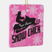 Snowmobile Snow Chick Pink Snowflake Keramisch Ornament (Rechts)