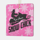 Snowmobile Snow Chick Pink Snowflake Keramisch Ornament (Links)