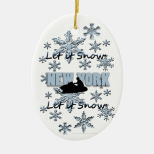 Snowmobile Snow New York kerstversiering Keramisch Ornament