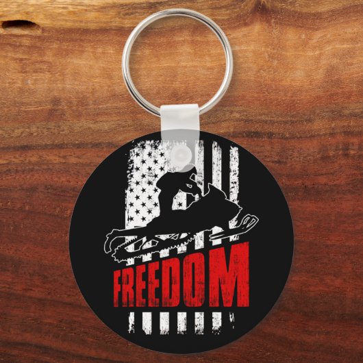 Snowmobile Snowmobiel Freedom Flag VS Sleutelhanger (Voorkant)