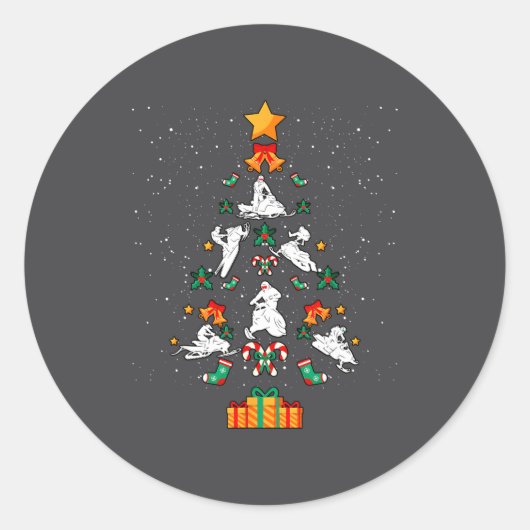 Snowmobile Snowmobiling Christmas Tree Xmas  Ronde Sticker (Voorkant)