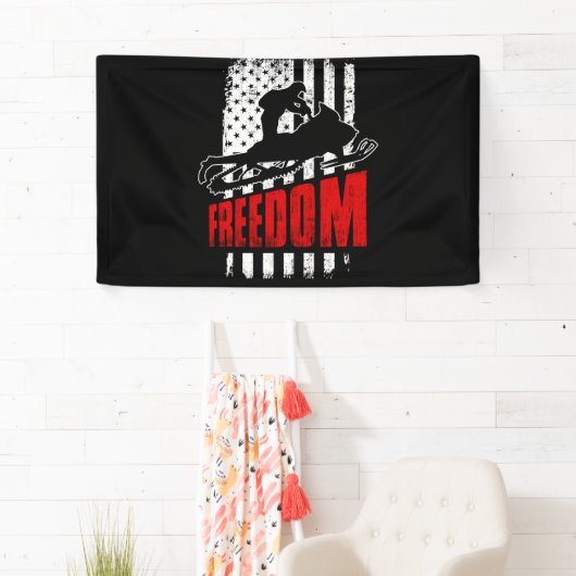 Snowmobile Snowmobiling Freedom Flag USA Spandoek (Insitu)