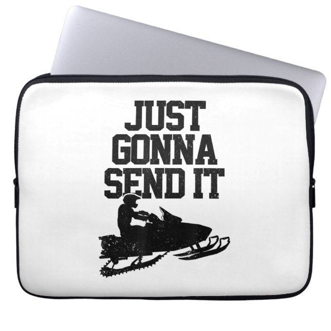 Snowmobile stuurt het gewoon door grappige motorge laptop sleeve (Voorkant)