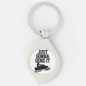 Snowmobile stuurt het gewoon door grappige motorge sleutelhanger (Voorkant)