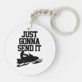 Snowmobile stuurt het gewoon door grappige motorge sleutelhanger (Achterkant)