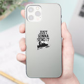 Snowmobile stuurt het gewoon door grappige motorge sticker (Telefoon)