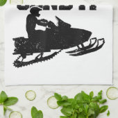 Snowmobile stuurt het gewoon door grappige motorge theedoek (Gevouwen)