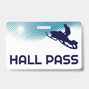 Snowmobile Teacher Hall Pass Badge