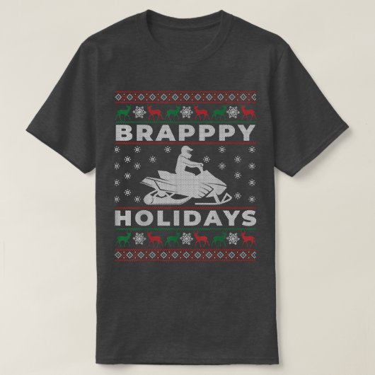 Snowmobile Ugly KerstSweater Gift voor Snowmob T-shirt (Design voorkant)