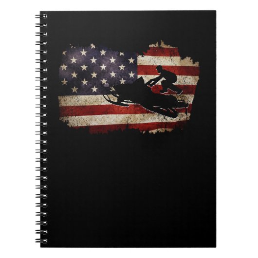 Snowmobile USA Flag Snow Sled Patriotic Notitieboek (Voorkant)