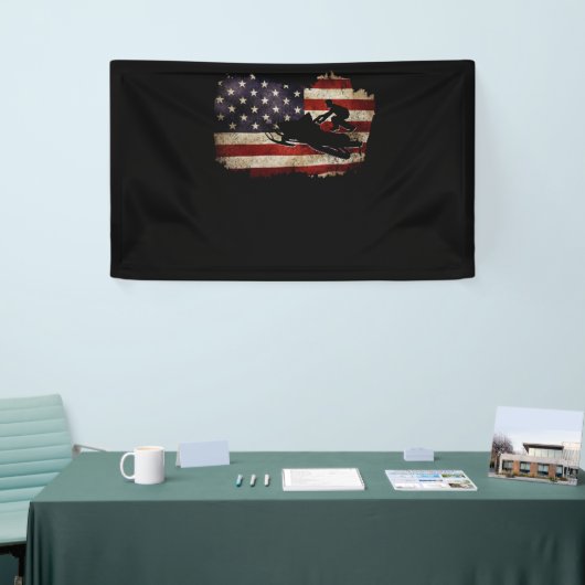 Snowmobile USA Flag Snow Sled Patriotic Spandoek (Beurs)