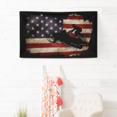 Snowmobile USA Flag Snow Sled Patriotic Spandoek (Insitu)