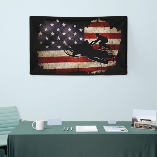 Snowmobile USA Flag Snow Sled Patriotic Spandoek (Beurs)