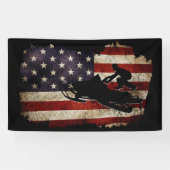 Snowmobile USA Flag Snow Sled Patriotic Spandoek (Horizontaal)