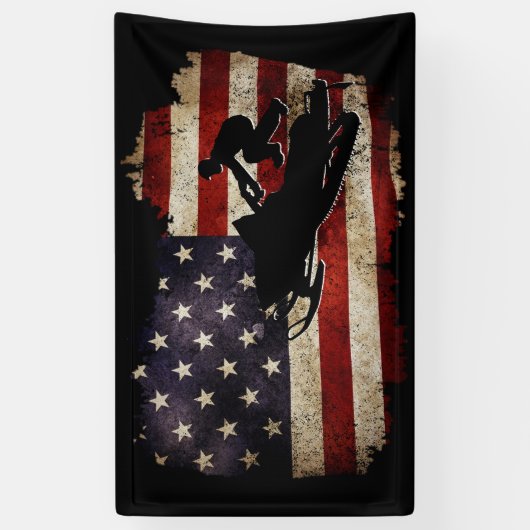 Snowmobile USA Flag Snow Sled Patriotic Spandoek (Verticaal)