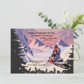Snowmobile verjaardagsfeestje kaart (Staand voorkant)