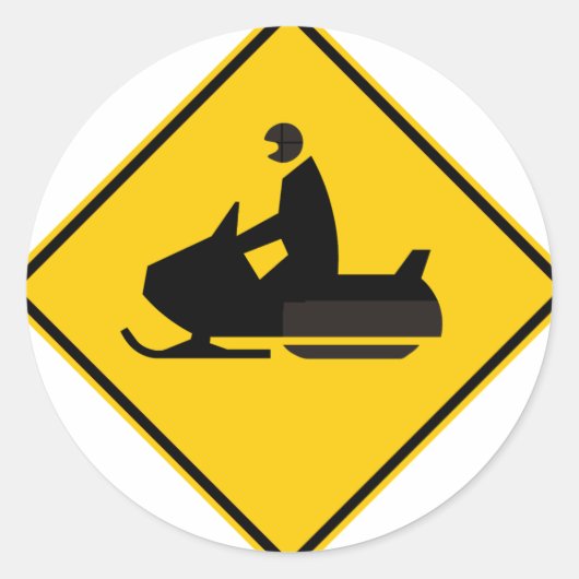 Snowmobile verkeersbord ronde sticker (Voorkant)