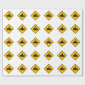Snowmobile Warning, Traffic Warning Sign, Verenigd Cadeaupapier (Vlak)