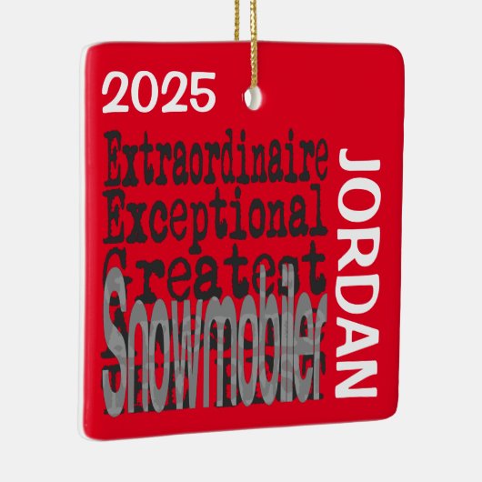 Snowmobiler Extraordinaire CUSTOM Keramisch Ornament (Rechts)