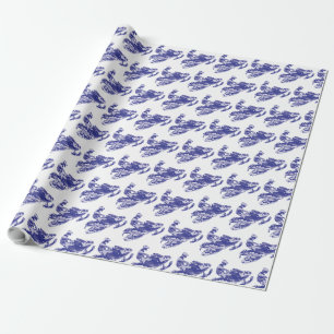 Snowmobiler in Blue Camouflage Cadeaupapier