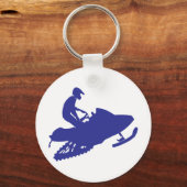 Snowmobiler/Navy Blue Sled Sleutelhanger (Voorkant)