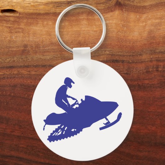 Snowmobiler/Navy Blue Sled Sleutelhanger (Voorkant)